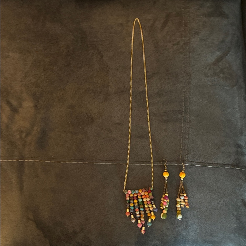Colorful Beaded Necklace and Earring Set